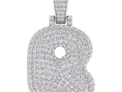 Bubble R Initial Pendant 3D print model