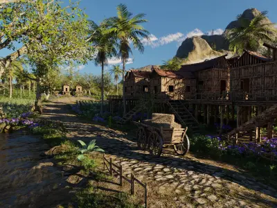 Medieval Farm Scene 3D model