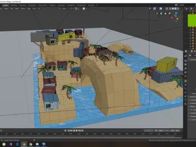 Beach slum Low-poly 3D model