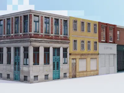 Lowpoly Street Model for gaming and cartoon Low-poly 3D model
