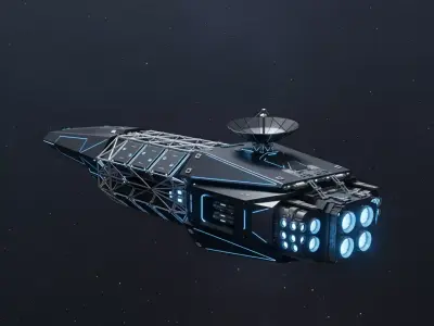 Modular Deep Space Freighter Research Vessel Low-poly 3D model