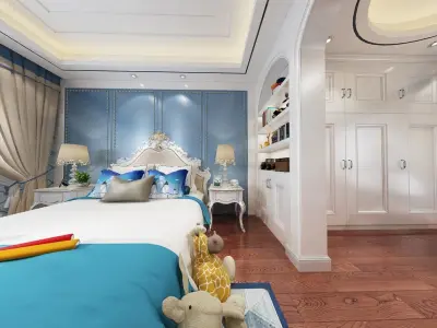 Modern European bedroom ChildrenVray 3Dmax model-N08 3D model