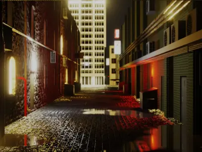 Urban Alley - Low Poly  Low-poly 3D model
