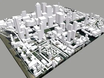 Cityscape  London business district Canary Wharf  England 3D model