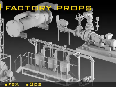 50- Factory props 3d models- Vol 01 Low-poly 3D model