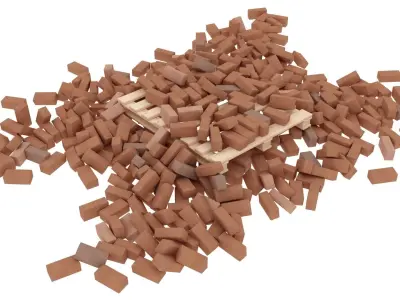 bricks pallet pile 3 3D model