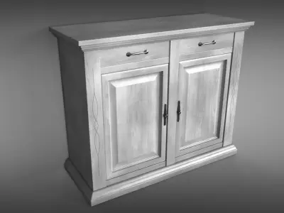Sideboard wooden cabinet with two doors 3D model