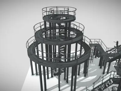 Low Stairs pack Low-poly 3D model