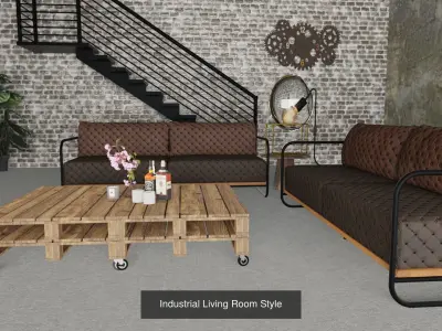 Three Living rooms  each has  different interior design style 3D Model Pack