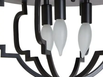 Black Metal Wingo Chandelier Style Geometric Flush Mount 3D model