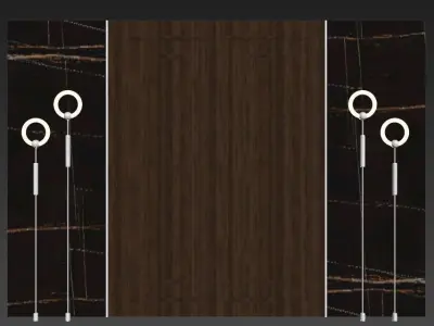 Panel wooden door with two lights 3D model