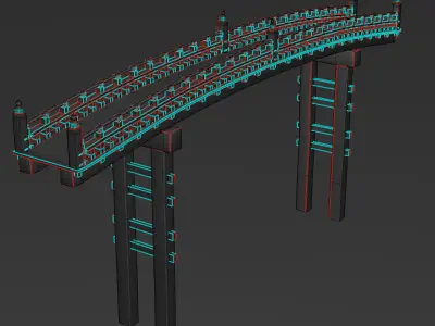 Bridge in Asian style Low-poly 3D model