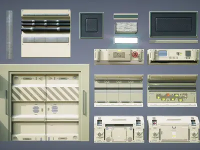 Modular Sci Fi Corridor Low-poly 3D model