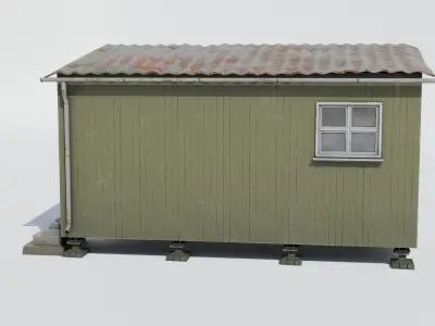 Forest Hut Olive Low-poly 3D model