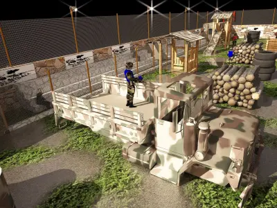 3D paintball site with full details and real scale one by one 3D model