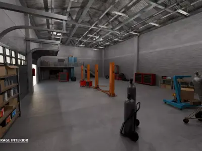 Modular - Industrial Garage - All Formats Low-poly 3D model