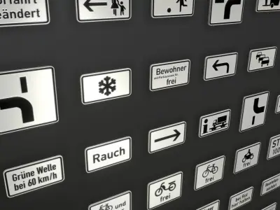 Additional Traffic Signs -1 Low-poly 3D model