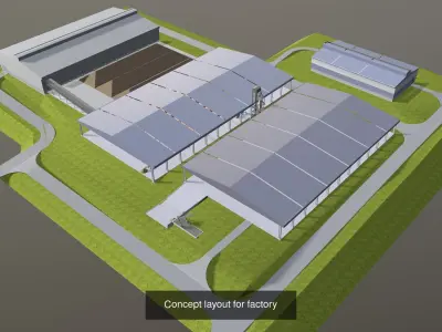 Factory building 3D Model Pack