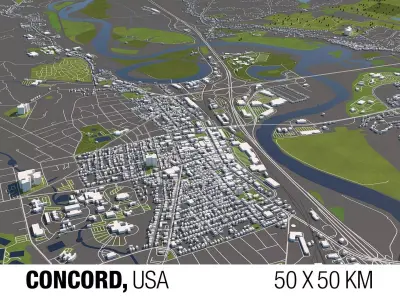 Concord New Hampshire USA 50x50km 3D model