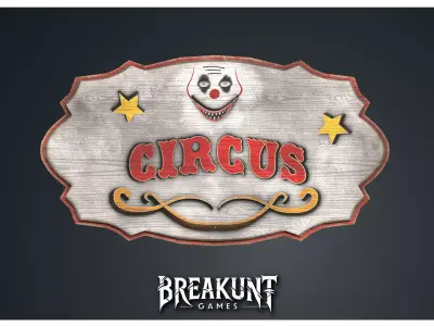 Horror Circus Panel with Wall Panel 1 - 2 assets  Low-poly 3D model