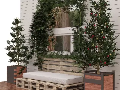 Outdoor Christmas decoration set Low-poly 3D model