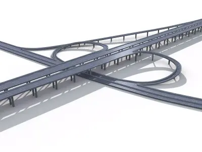 Highway Road Viaduct Flyover-06 3D model