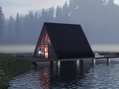 A FRAME LAKE HOUSE  3D model