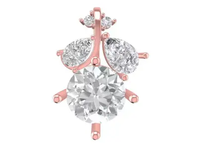 Elegant Round Diamond Pendant with Pear Accent 1882 3D print model