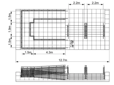 Stairs with ramp 3D model