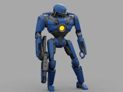 Cyborg cop  rigged 3D model