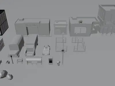 Low Poly city pack Free 3D model