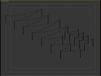 Modern String Light Poles for Urban Outdoor Spaces 3D model