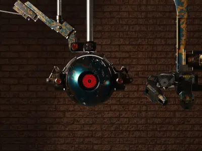 Robot with mechanical arm 3D model