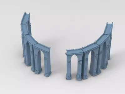 Clockwork Floating island stairs Bridges Low-poly 3D model