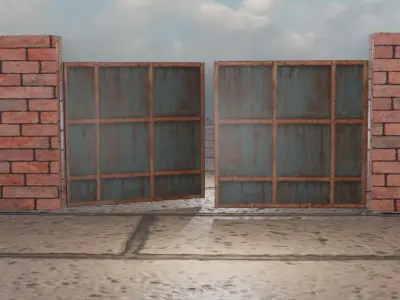 Rusty Industrial Gate  Game Ready Low Poly 3D Model Free low-poly 3D model