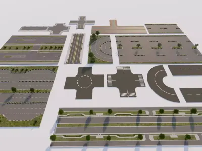 Road Pack - Extended-City Roads 3D model