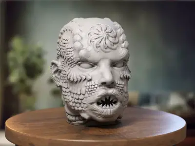 Robot Skull Headphone Stand  Cyborg Headset Stand  3D print model