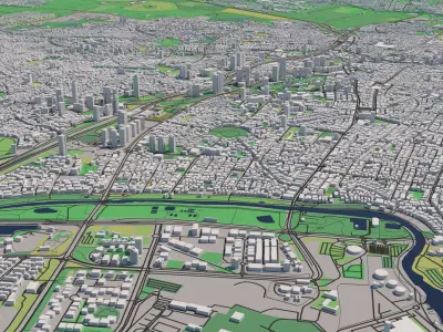 Tel Aviv Israel 25x25km 3D City Map 3D model