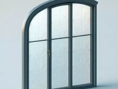 Arched Window with Decorative Glass Low-poly 3D model