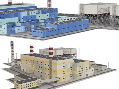 Thermal power plant TPP 3D model