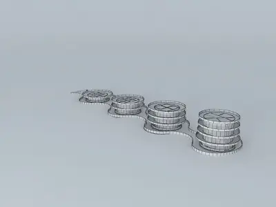 Ant-walk 1 set of plates and bowls 3D model