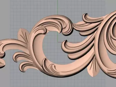 Bed door flower 3D relief STL model for CNC engraving E511 3D model