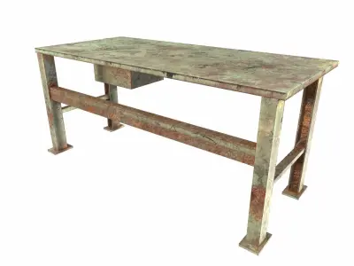 Iron table workbench tool painted da1 Low-poly 3D model