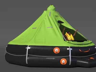  Inflatable Life Raft with Survivor 