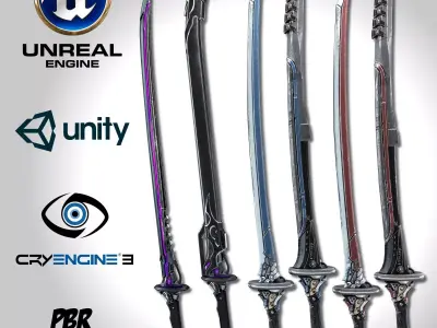 Sci-fi Swords Pack 3 Low-poly 3D model