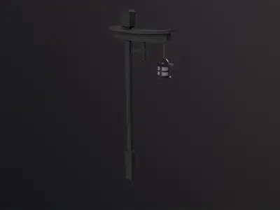 Japanese street wooden lamp 3D Model Low-poly 3D model