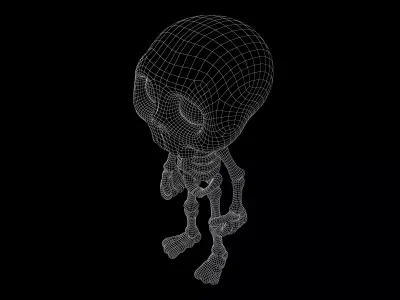 Cartoon Skull Character v1 002 Low-poly 3D model