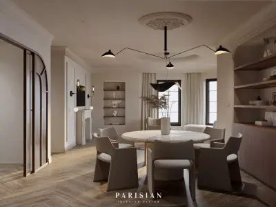 -Living Room and Kitchen with Dinning Set Low-poly123 Low-poly 3D model