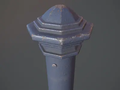 Barrier Bollard pack 3 Blue v3 Low-poly 3D model