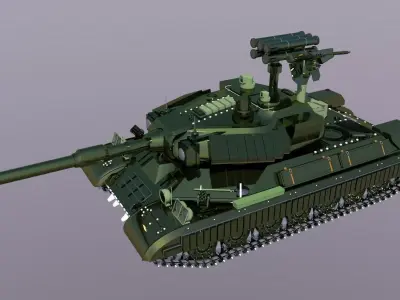 military battle tank Low-poly 3D model
